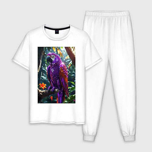 Мужская пижама Попугай из драгоценных камней / Белый – фото 1