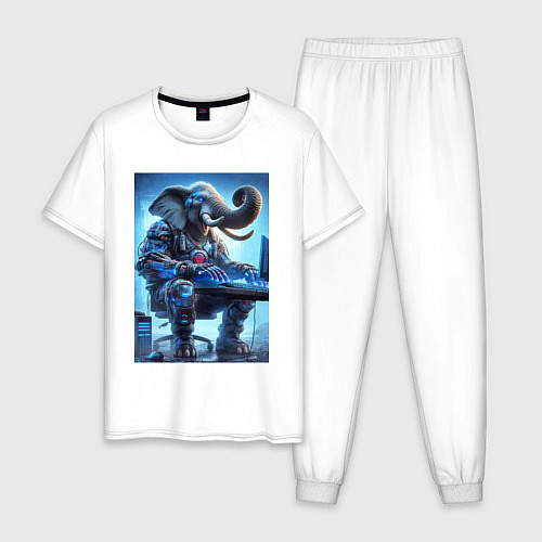Мужская пижама Слоняра киберспортсмен - киберпанк / Белый – фото 1