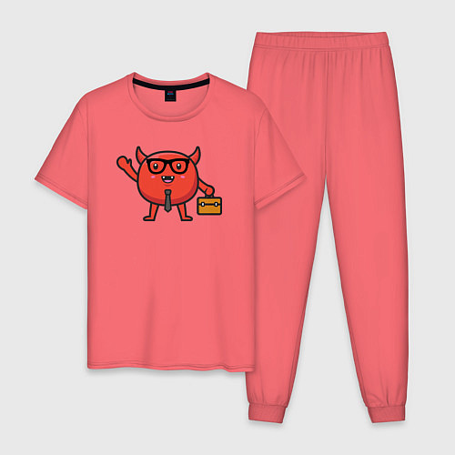 Мужская пижама Офисный дьяволёнок / Коралловый – фото 1