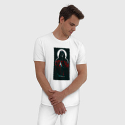 Пижама хлопковая мужская Крик гостфейс с луной, цвет: белый — фото 2