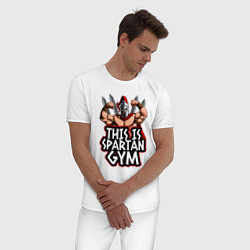 Пижама хлопковая мужская Spartan gym, цвет: белый — фото 2