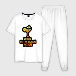 Пижама хлопковая мужская Пенсия не моя проблема, цвет: белый