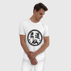 Пижама хлопковая мужская Дзюдо символ, цвет: белый — фото 2