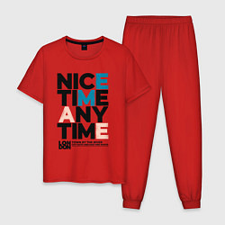 Пижама хлопковая мужская Nice time any time, цвет: красный