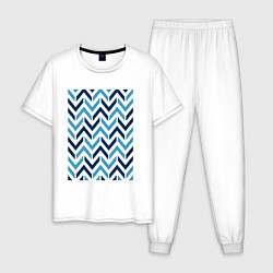 Пижама хлопковая мужская Узор геометрия, цвет: белый