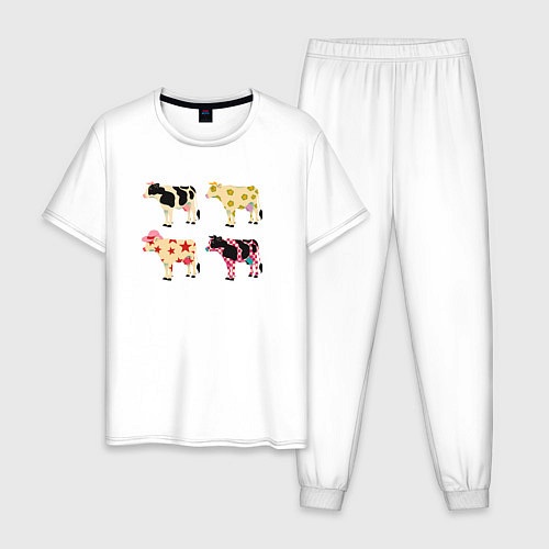 Мужская пижама Милые коровы поп-арт / Белый – фото 1