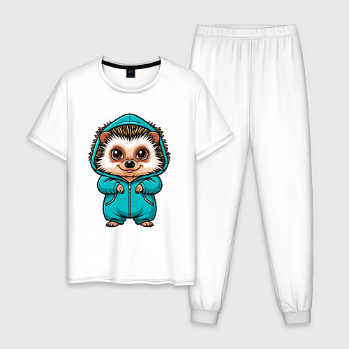 Мужская пижама Ёжик в комбенизоне / Белый – фото 1