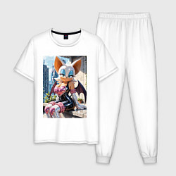 Пижама хлопковая мужская Руж из Somic сидит на крыше, цвет: белый