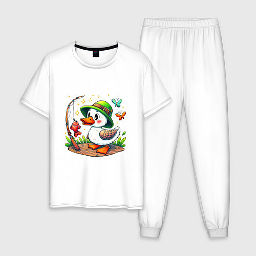 Мужская пижама Утка рыбак / Белый – фото 1