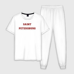 Пижама хлопковая мужская Saint Petersburg Text, цвет: белый