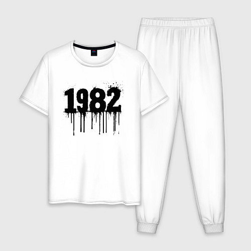 Мужская пижама Черная растекшаяся краска 1982 / Белый – фото 1