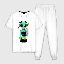 Мужская пижама Девочка инопланетянин с телефоном