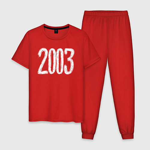Мужская пижама С белыми цифрами 2003 / Красный – фото 1