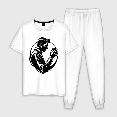 Мужская пижама Бармен со стаканом / Белый – фото 1