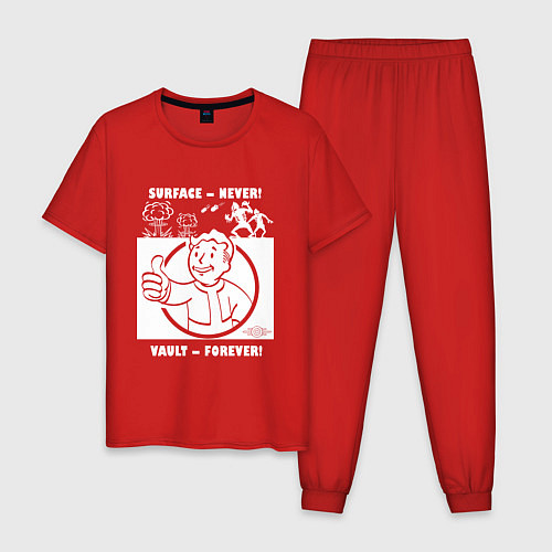 Мужская пижама Поверхность никогда - убежище навсегда / Красный – фото 1