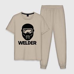Пижама хлопковая мужская Маска сварщика, цвет: миндальный