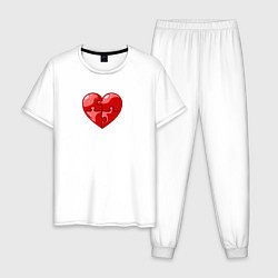 Мужская пижама Красное сердце из пазлов