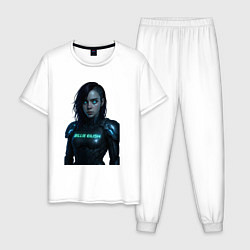 Пижама хлопковая мужская Билли Айлиш в космическом костюме, цвет: белый