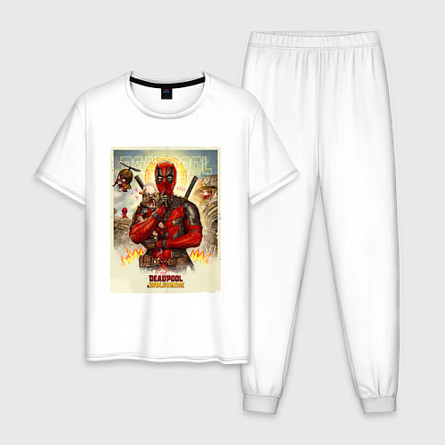 Мужская пижама Дэдпул стоит / Белый – фото 1
