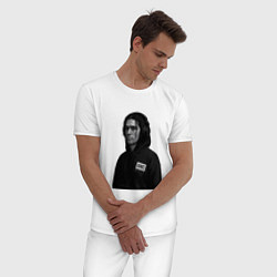 Пижама хлопковая мужская Bones в капюшоне с наушниками, цвет: белый — фото 2