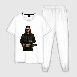 Пижама хлопковая мужская Bones с бензопилой, цвет: белый