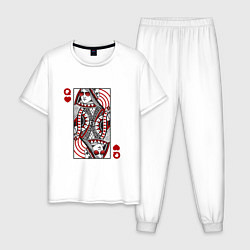Пижама хлопковая мужская Дама червей - карта, цвет: белый