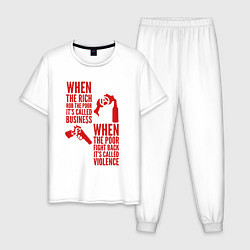 Пижама хлопковая мужская Богатые и бедные, цвет: белый