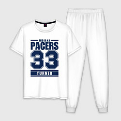 Пижама хлопковая мужская Indiana - Myles Turner, цвет: белый