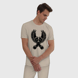 Пижама хлопковая мужская ММА кулаки, цвет: миндальный — фото 2