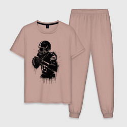 Мужская пижама Американский футболист черной краской