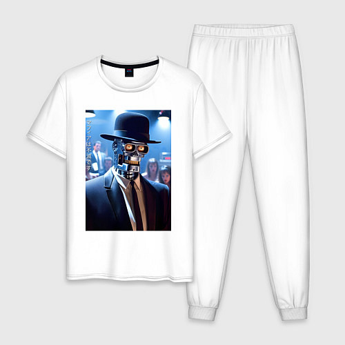 Мужская пижама Бендер босс мафии - неоновое свечение / Белый – фото 1