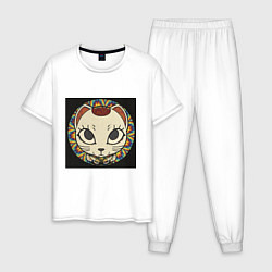 Пижама хлопковая мужская Радужный Дандадан, цвет: белый