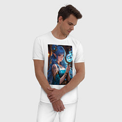 Пижама хлопковая мужская Прекрасная эльийка-маг с посохом, цвет: белый — фото 2