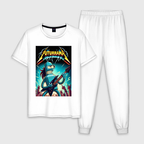 Мужская пижама Хард рок гитарист Бендер лидер группы Футурама / Белый – фото 1
