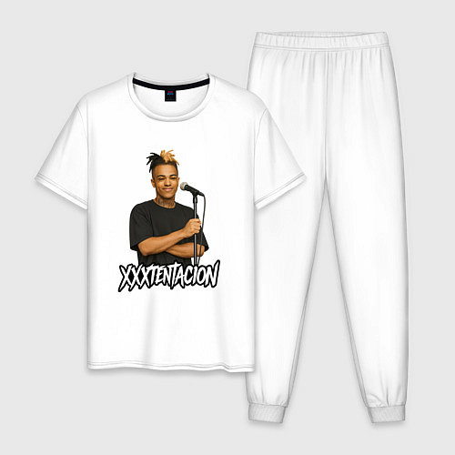 Мужская пижама XXXTentacion довольный у микрофона / Белый – фото 1