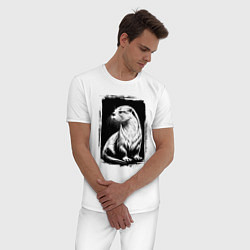 Пижама хлопковая мужская Детализированная выдра, цвет: белый — фото 2