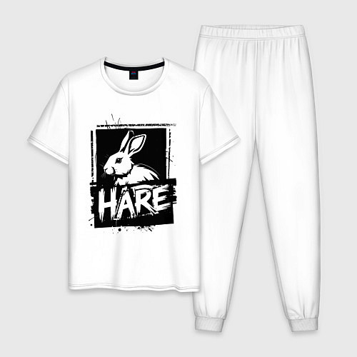 Мужская пижама Графический заяц / Белый – фото 1