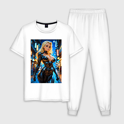 Мужская пижама Черная Канарейка на улице / Белый – фото 1