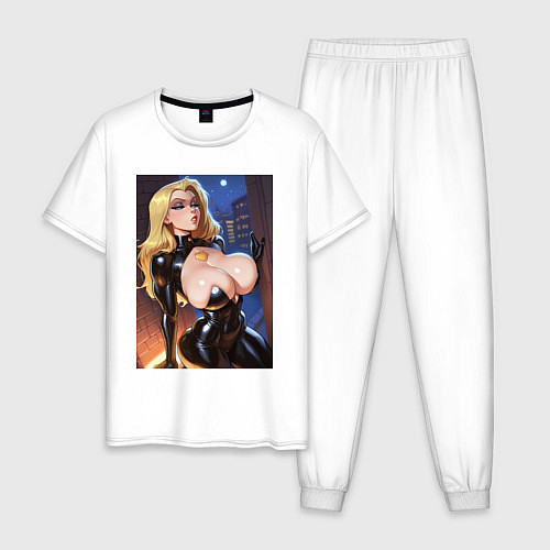 Мужская пижама Черная Канарейка на улице / Белый – фото 1