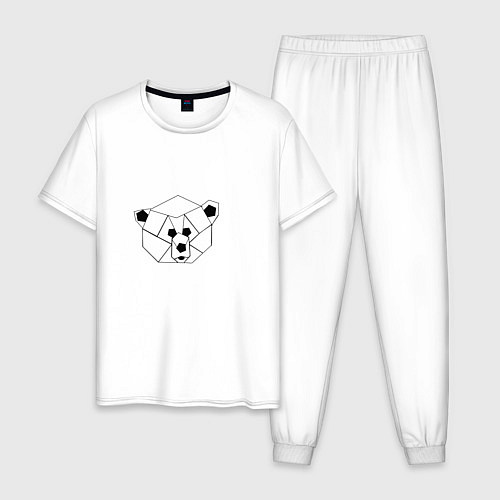 Мужская пижама Геометрическая морда медведя / Белый – фото 1