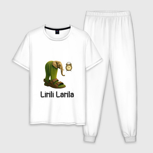 Мужская пижама Слон кактус мем / Белый – фото 1