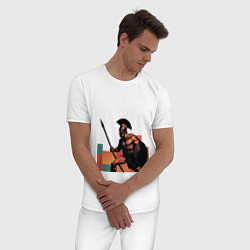 Пижама хлопковая мужская Спартанец поп-арт, цвет: белый — фото 2