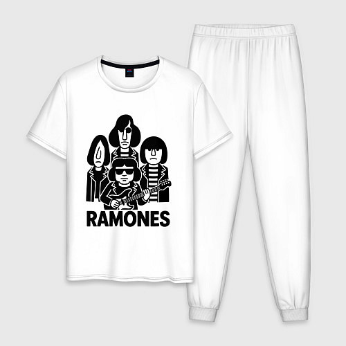 Мужская пижама Ramones силуэты / Белый – фото 1