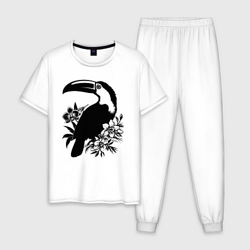 Мужская пижама Тукан и цветы / Белый – фото 1