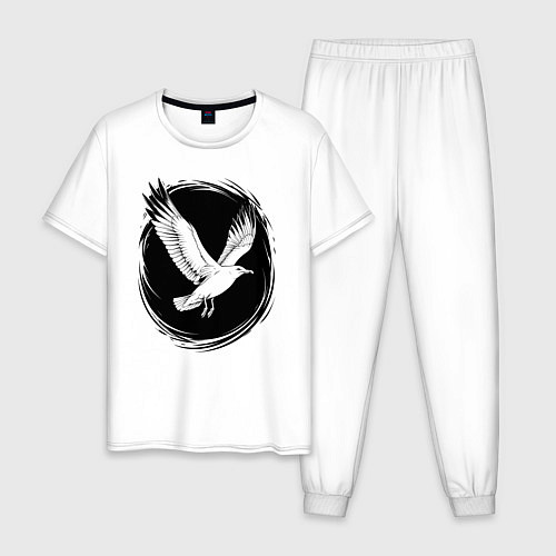 Мужская пижама Чайка в черном круге / Белый – фото 1