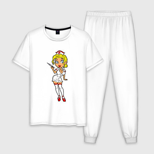 Мужская пижама Медсестра блондинка / Белый – фото 1