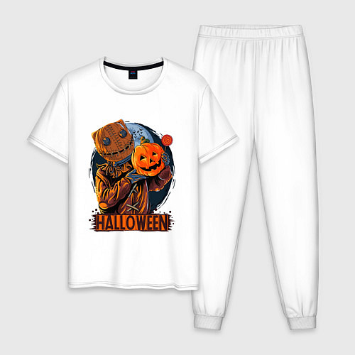Мужская пижама Хэллоуин пугало / Белый – фото 1