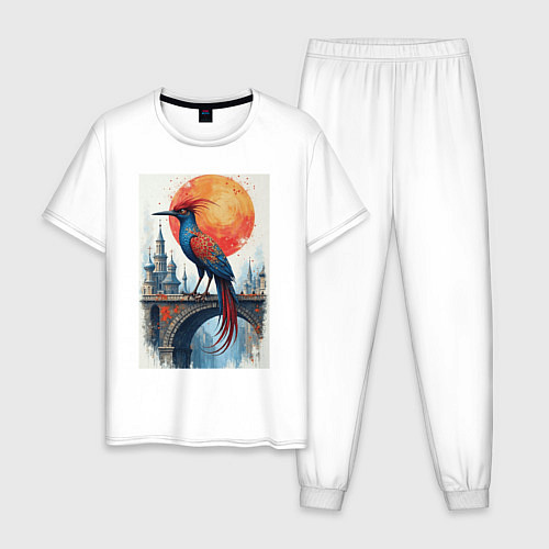 Мужская пижама Сказочная птица на мосту / Белый – фото 1