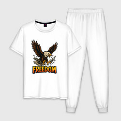 Пижама хлопковая мужская Freedom - орел, цвет: белый