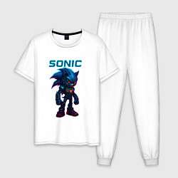 Пижама хлопковая мужская Sonic cyberpunk, цвет: белый